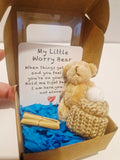 My little worry bear in a box mental support gifts friends family with messages birthday gifts