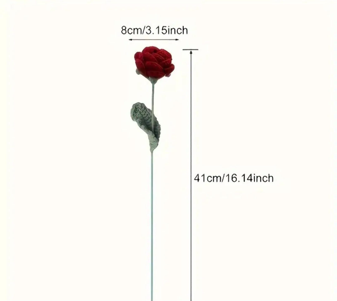 Handmade red rose crochet artificial flowers