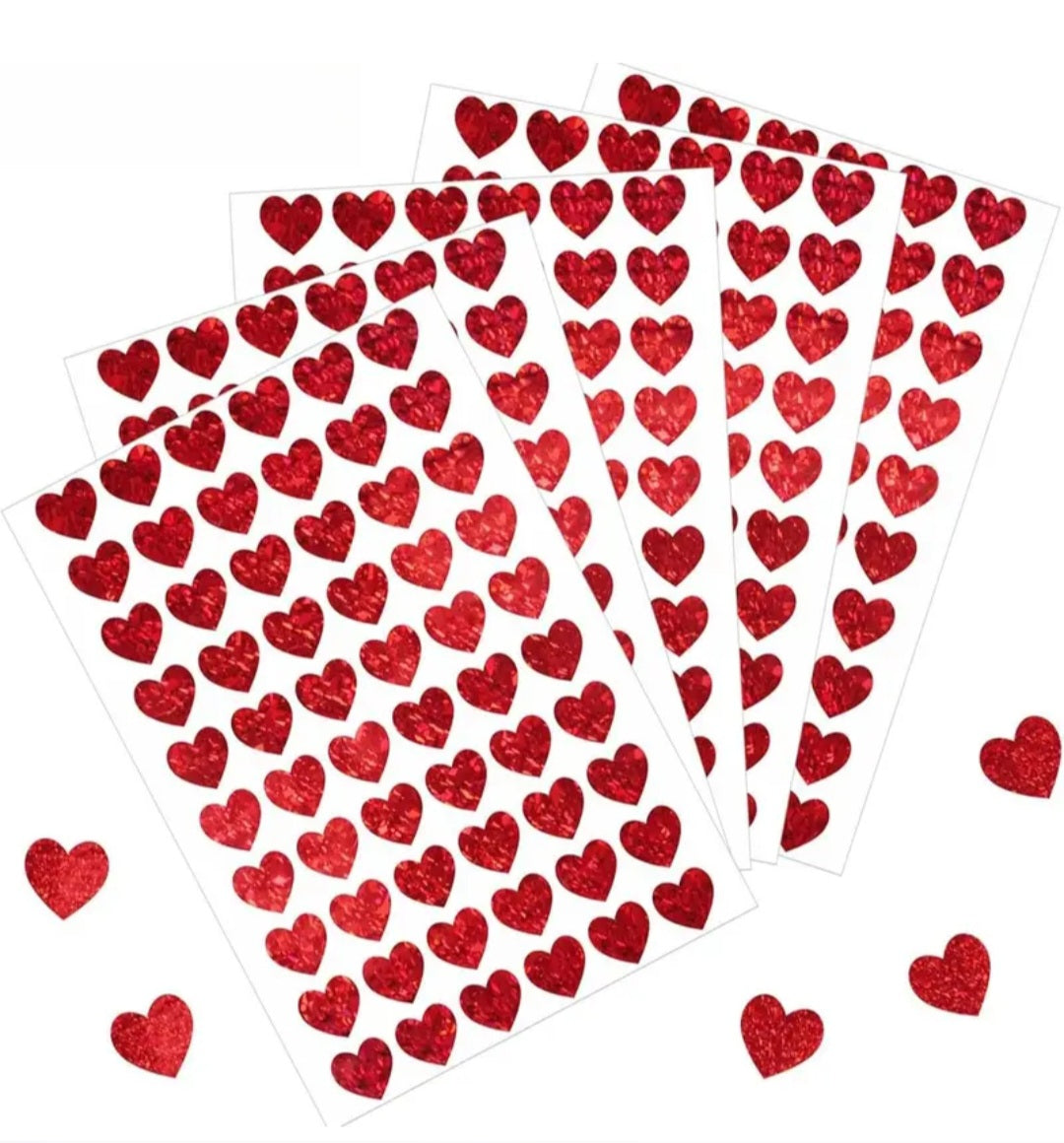 5 sheets hallographic tiny heart stickers