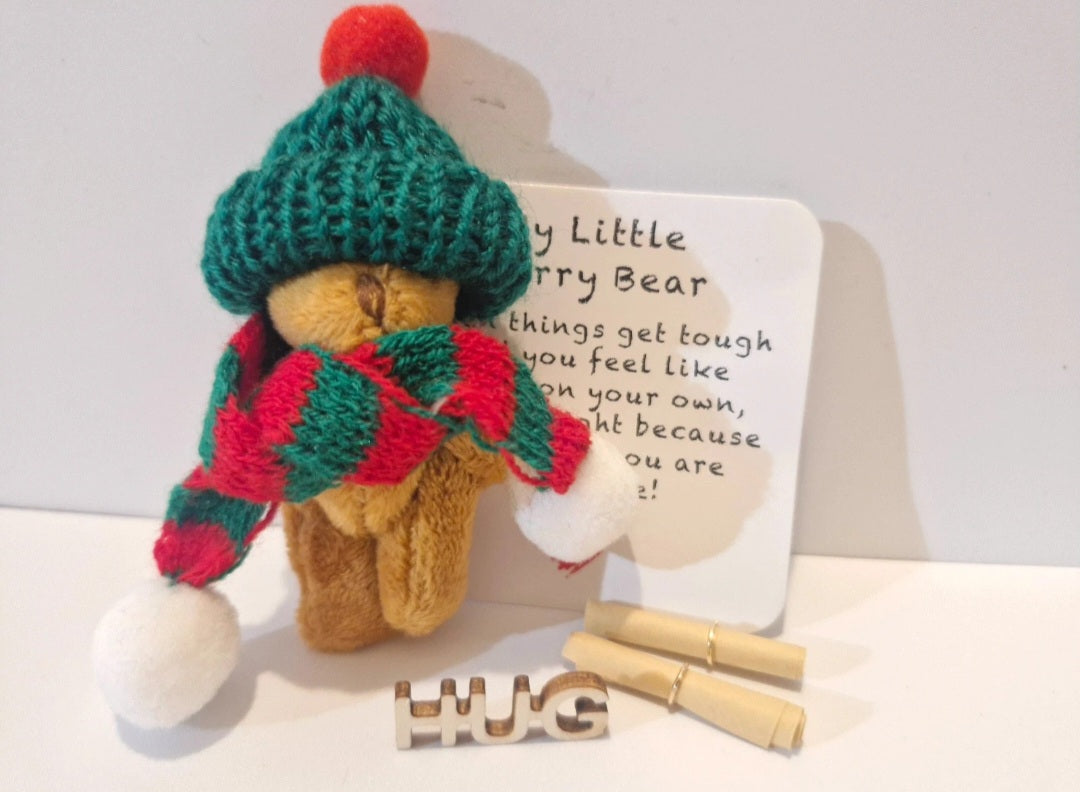 My little worry bear in a bag mental support gifts friends family presents