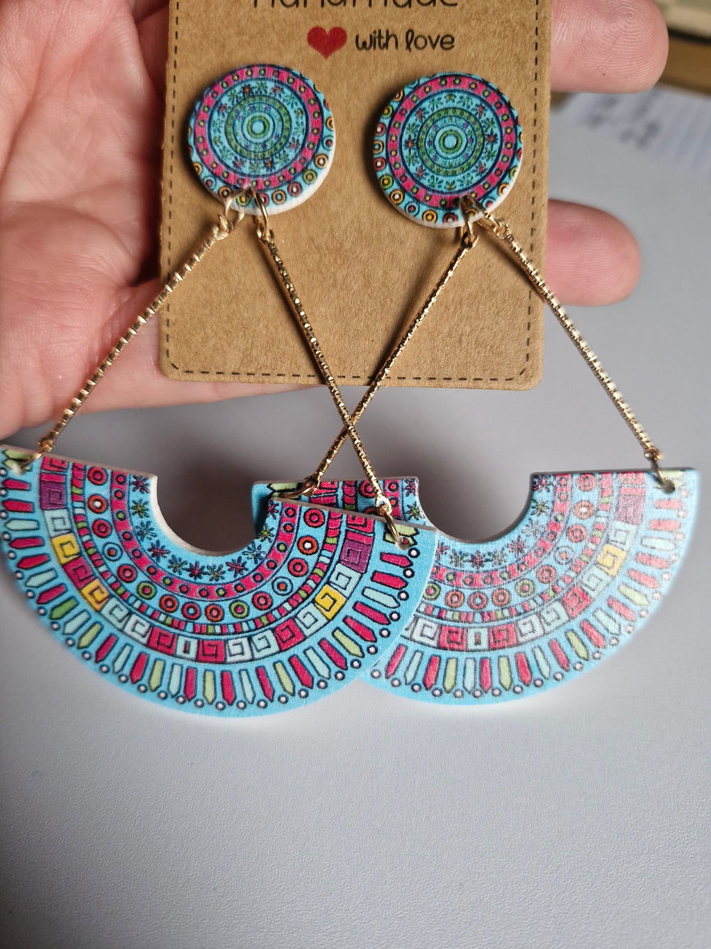 Wooden drop earrings cute birthday present