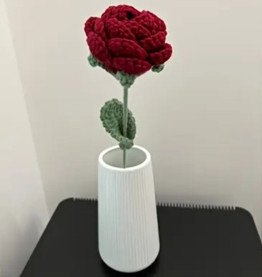 Handmade red rose crochet artificial flowers