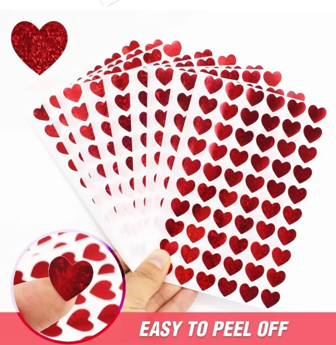 5 sheets hallographic tiny heart stickers