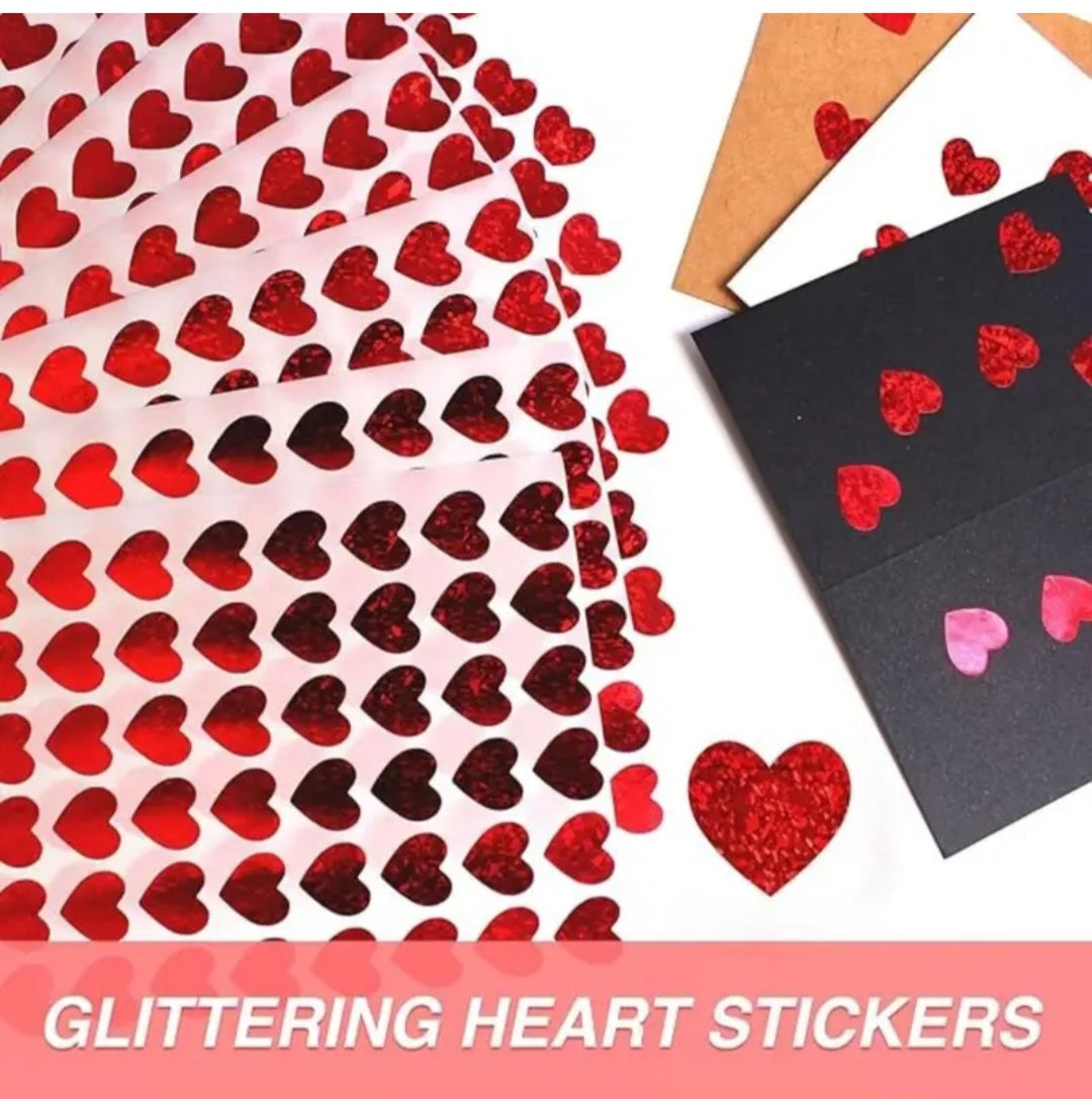 5 sheets hallographic tiny heart stickers