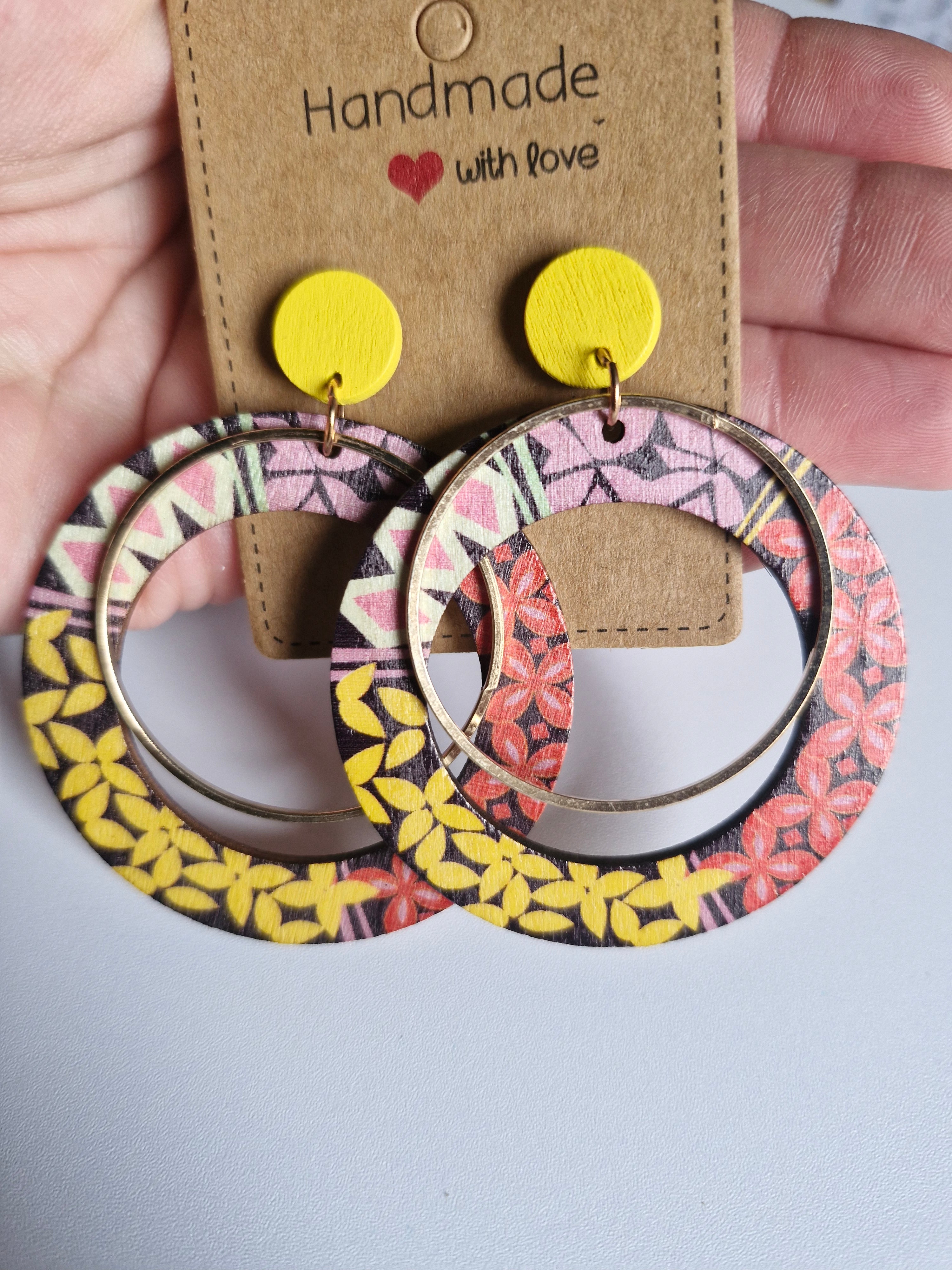 Wooden drop earrings cute birthday present