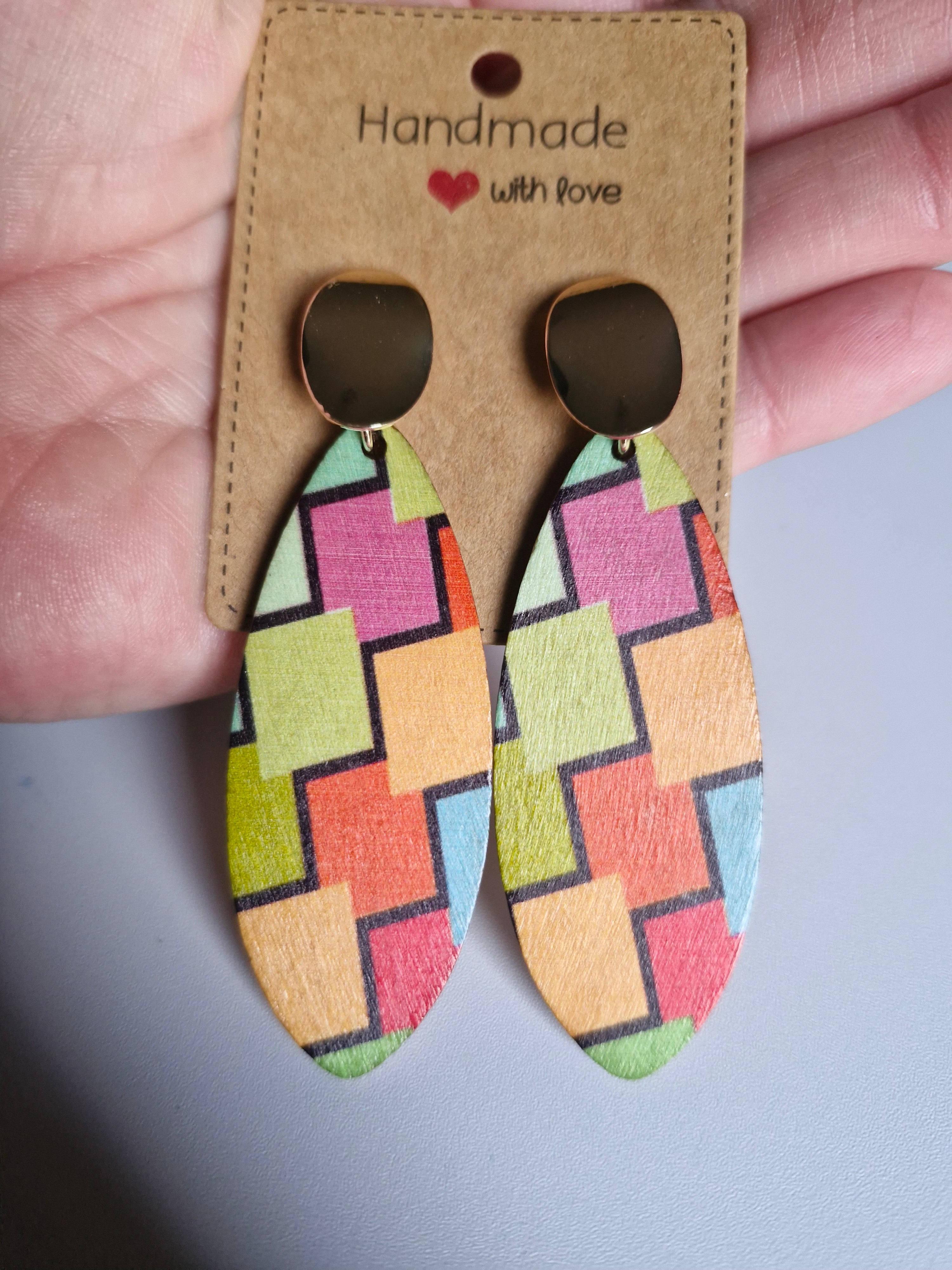 Wooden drop earrings cute birthday present